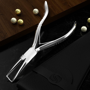 Super Hair Extension Plier 5,5 Inch Hair Styling Plier con bolsa Hair Extension Plier Mango curvo Acabado de espejo - Product Image 6