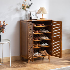 DreamCraft Vintage Bamboo <b>Shoe</b> Cabinet with Double Doors Modern Design Extendable Organizer Vietnam Home Furniture Living Room - Product Image 1