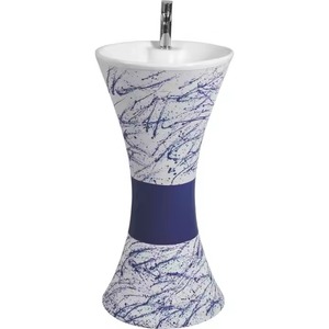 Lavabo sur pied en céramique pour salle de bains d'hôtel moderne Lavabo en céramique de luxe de couleur blanche pour salle de bains avec piédestal - Product Image 5