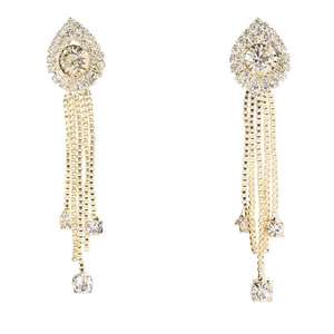 Eugenia 18K <b>Gold</b> Austrian Stone Geometric Chandelier <b>Dangle</b> <b>Earrings</b> Rose <b>Gold</b> for Weddings and Parties - Product Image 1