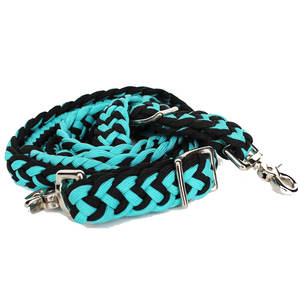 Tachuela de caballo anudada, riendas de carreras de barril occidental, riendas trenzadas de nailon, verde esmeralda, negro, riendas de cuerda de nudo ajustables rápidas - Product Image 5