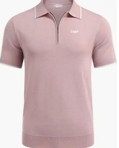 Direct de l'usine coton hommes fermeture éclair pour chemise décontracté tricot à manches courtes solide séchage rapide coupe régulière chemises - Product Image 5