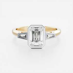Lujoso anillo de diamante de moissanita de oro amarillo de 14 quilates, tres piedras, corte esmeralda, estilo Vintage, boda, compromiso, fiesta, anillos de moda - Product Image 2