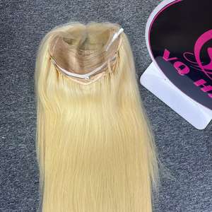Peluca de cabello humano largo y recto Rubio virgen de alta calidad 2024, cierre de encaje sin procesar de un donante, venta al por mayor - Product Image 5