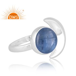 แหวนเงินแท้ 925 ดีไซน์ล่าสุด ประดับด้วยพลอยไคยาไนต์ธรรมชาติ เครื่องประดับสั่งทำพิเศษสำหรับผู้หญิง ของขวัญสำหรับเธอ ผลิตโดยผู้ผลิตเครื่องประดับอินเดีย - Product Image 4