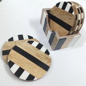 Wooden Coaster for Tea Coffee Beer Cans <b>Bar</b> Water Glasses for Home Kitchen Office Dining Table-Party Decorative <b>Mats</b> & Pads - Product Image 1