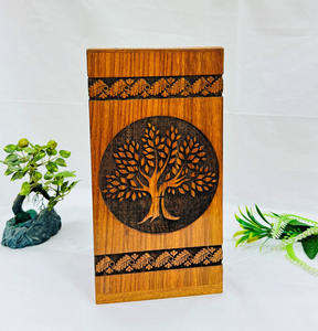 Árbol tallado a mano, árbol de la vida, bordes de palisandro, caja de cremación de madera, urnas, Material de bambú, 250 Cu/in para cenizas humanas adultas - Product Image 6