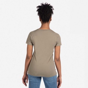 Camiseta básica de cuello redondo de manga corta de algodón Premium liso para mujer - Product Image 6