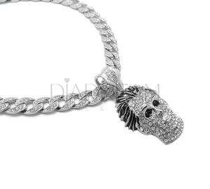 Collar de cadena cubana de Plata de Ley 925 Iced Out con colgante de máscara Moissanite Diamond-Tachonado para boda o regalo - Product Image 4