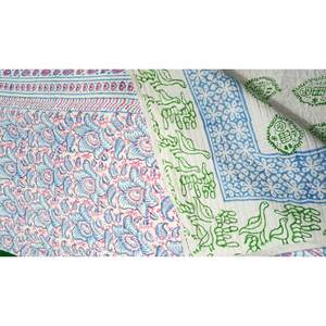 Handmade Traditional Cotton Quilt Floral Reversible <b>Kantha</b> Pattern Soft Bedspread <b>Throw</b> Handblock Print Jaipur Razai for Home - Product Image 4