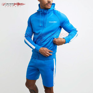 Men <b>Hoodie</b> And Shorts Set With Zipper Top And Drawstring Shorts For Casual Streetwear Style Two Piece Men <b>Hoodie</b> And Shorts Set - Product Image 1
