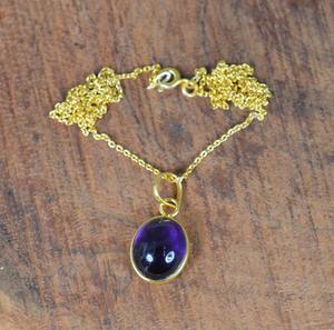 Pendentif en améthyste, argent sterling 925, plaqué or 14 carats, collier en pierres précieuses, bijoux faits à la main, cadeau pour femmes - Product Image 1