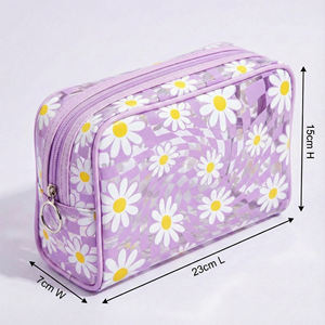 Bolsa de Maquillaje de PVC con Diseño Floral y Cuadros Estilo Y2K, Linda, Impermeable, para Viajes, con Cierre, Organizador de Cosméticos para la Generación <span class=keywords><strong>Z</strong></span> - Product Image 5