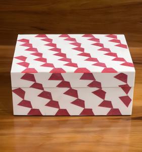 Boîte à bijoux élégante faite à la main en forme de chevron incrusté d'os, boîte de rangement décorative unique pour le rangement - Product Image 4
