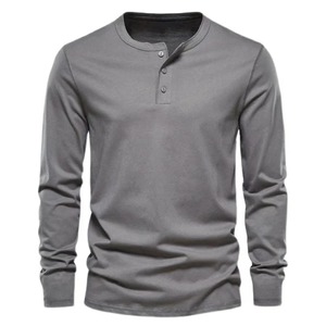 Printemps et automne nouvelle chemise pour hommes à manches longues col rond T-shirt Underlay Top - Product Image 3