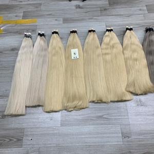 Venta al por mayor mejor calidad 1B cutícula alineada onda recta natural/estilos de rizos cruda virgen rubio platino pelucas de cabello humano a granel - Product Image 6