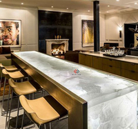 Comptoir de bar éclairé, comptoir en Corian, comptoir de bar à salades, comptoir de bar à vin, design de comptoir de restaurant