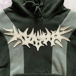 customized pullover <b>mens</b> hoodies luxury acid washed applique embroidery <b>black</b> contrast windproof <b>mens</b> <b>hoodie</b> 2025 - Product Image 3