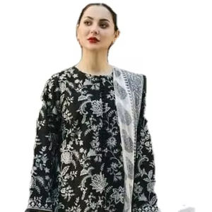 2024 nouvelle mode lourde brodée femmes pelouse et coton robe acheter au Service des exportations indiennes Shree - Product Image 1