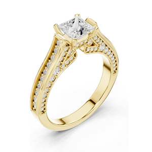 Bague en diamant de laboratoire taille princesse 1,70 carat avec accents pavés pour femme, clarté VVS-VS EF, or 18 carats, 14 carats, 10 carats et argent 925 - Product Image 4