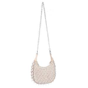 Elegante Bolso de Mano Clásico con Perlas y Cristales en Forma de Media Luna para Mujer, Ideal para Fiestas y Eventos Nocturnos - Product Image 3