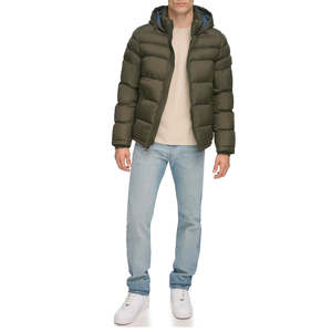 Veste bouffante pour homme au design simple Veste d'hiver Manteau d'extérieur chaud à capuche - Product Image 2