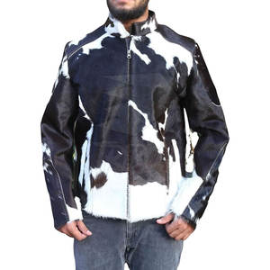 Chaqueta de piel de vaca de alta calidad con mangas largas Diseño personalizable 'Hair On' Mejor precio Logotipo frontal - Product Image 1