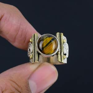 Anillo clásico de joyería para mujer, joyería de estilo bohemio de Plata de Ley 925, piedra preciosa de ojo de Tigre, anillo hecho a mano, regalo para esposa - Product Image 4