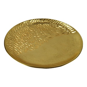 Customization Available Table Decor Round <b>Gold</b> Plated Iron Serving Tray Golden Metal Tray Creative Hand Crafted Made in India - Product Image 4