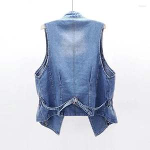 Gilet en jean pour hommes et femmes modernes décontracté Vintage élégant Denim gilet garde-robe essentiel en détresse sans effort Cool Style - Product Image 3