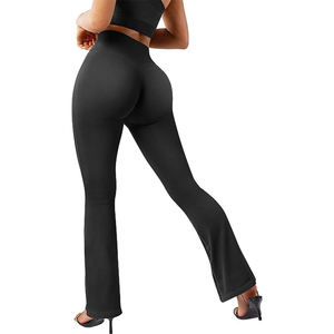 กางเกงโยคะเอวสูงทรงบานมีกระเป๋า ผ้าริบ ยืดได้ เหมาะสำหรับออกกำลังกาย ฟิตเนส ขายส่ง - Product Image 2