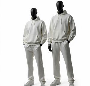 Ensemble de survêtements unisexe personnalisé grande taille, style streetwear décontracté, avec sweat à capuche et pantalon de survêtement coupe ample, en tissu épais - Product Image 1