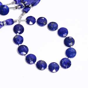Perles de pierres précieuses en lapis-lazuli naturel, forme de pièce de monnaie facettée, 10-10,5 mm, pierres bleues en vrac, perles fantaisie sculptées pour la fabrication de bijoux en vrac - Product Image 4