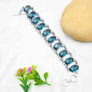 Indicolite Tourmaline <b>Bracelet</b> 925 Sterling <b>Silver</b> Handmade <b>Bangle</b> <b>Silver</b> Jewelry Gemstone Wedding Jewelry Gift For Her - Product Image 1