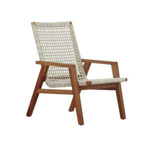 Fauteuil de relaxation léger Vyrelia, design italien moderne minimaliste, confort supérieur, bois de teck massif, extérieur - Product Image 2