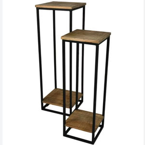 Mesa auxiliar de diseño antiguo minimalista moderna, soporte de Metal hecho a mano, parte superior de madera para café en casa, muebles de sala de estar de alta calidad - Product Image 1