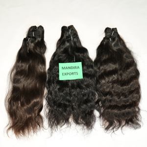 Paquetes ondulados alineados con cutícula virgen Natural Remy 100% Extensiones de cabello humano de templo indio sin procesar Estilos de ondas de cuerpo recto - Product Image 3