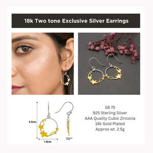 Joyería de mujer ligera para ella Plata de Ley 925 18K chapado en oro rosa pendientes de aro colgantes de dos tonos para mujeres y niñas - Product Image 4