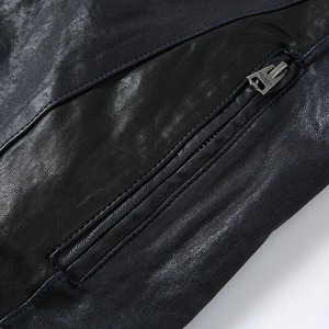 แจ็กเก็ตผ้าใบหนังแกะแท้สำหรับผู้ชายสำหรับฤดูใบไม้ร่วงฤดูหนาวเสื้อโค้ทบอมเบอร์ตกแต่งด้วยขนสัตว์เสื้อแฟชั่นนักขี่จักรยานผักสีแทน - Product Image 3