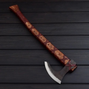 Jexmoo Custom 19.5" Carbon Steel Tomahawks Rosewood Handle with Leather Sheath Outdoor Gift Dad Handmade Industrial Grade - Product Image 3