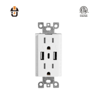 Stopkontak Dinding Duplex ETL Terdaftar 30W 2 USB-A & 1 USB-C, Charger AS, 15A 125V, Stopkontak Listrik Tahan Gangguan