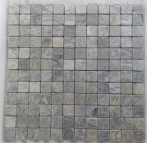 Mosaïque murale en quartzite argentée et brillante Carreaux d'ardoise naturelle de style classique moderne pour la salle de bain et le salon de l'hôtel Conception de la face fendue - Product Image 1