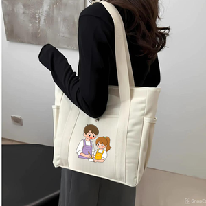 Bolsas de lona con logotipo impreso personalizado, bolsa de compras de algodón de lona plegable reutilizable promocional, bolsa de transporte de hombro en Vietnam - Product Image 4