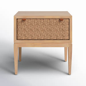 Mesita de Noche de Madera Maciza Inteligente DreamCraft de Beverly, Diseño Moderno Antiguo de Vietnam, Muebles de Dormitorio para Dormitorio o Sala de Estar - Product Image 1