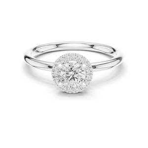 Anillo de Diamante de Laboratorio con Halo Brillante Redondo de 0.588 CT para Mujer, Claridad VVS-VS EF, Oro de 18K, 14K, 10K y Plata 925, Moissanita - Product Image 1
