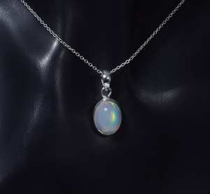 Ethiopian Opal Sterling Silver Pendant Gemstone <b>Necklace</b> October <b>Birthstone</b> Handmade Elegant Unique Gift for Women & Children - Product Image 2