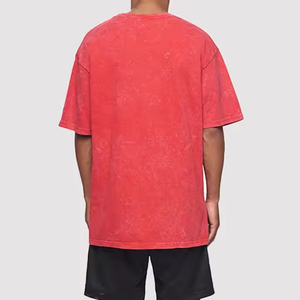 Vente en gros T-shirts unis surdimensionnés lavés à l'acide T-shirt respirant en relief pour hommes Créez votre propre style avec logo et design personnalisés - Product Image 2