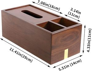 Boîte à mouchoirs en bois de chêne foncé élégant de HF Crafts pour la décoration de la maison ou du restaurant Design d'intérieur classique - Product Image 4