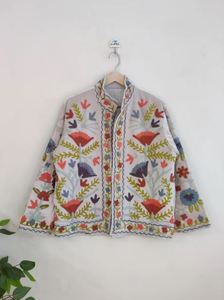 Veste Suzani unisexe pour femme, broderie artisanale, veste courte d'hiver pour femme, doublure en coton à l'intérieur, pour les fêtes, les tenues décontractées, taille L - Product Image 5