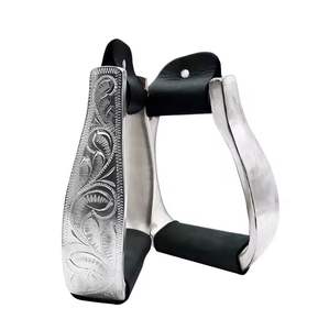 Equipo veterinario profesional, estribos de caballos occidentales, estribos de sillín de caballo, sillín occidental de aluminio grabado para montar a caballo - Product Image 5